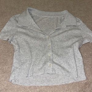 American Eagle Grey Button Crop Top✨